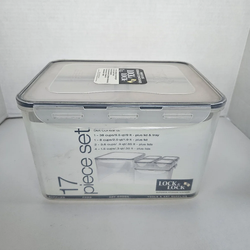 Lock & Lock Set Of 17 Multi-Use Nesting Storage Containers & Lids Vintage NOS